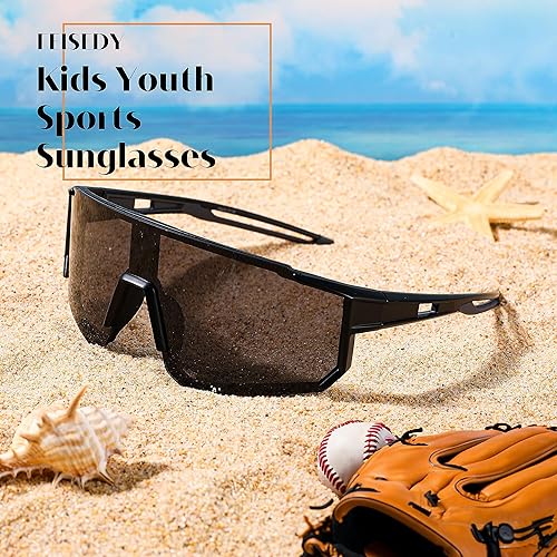 Miniatura 3 de FEISEDY Gafas de sol para niños, gafas de sol de béisbol juveniles, UV400, deportes, adolescentes, ciclismo, sombras para niños y niñas de 8 a 16