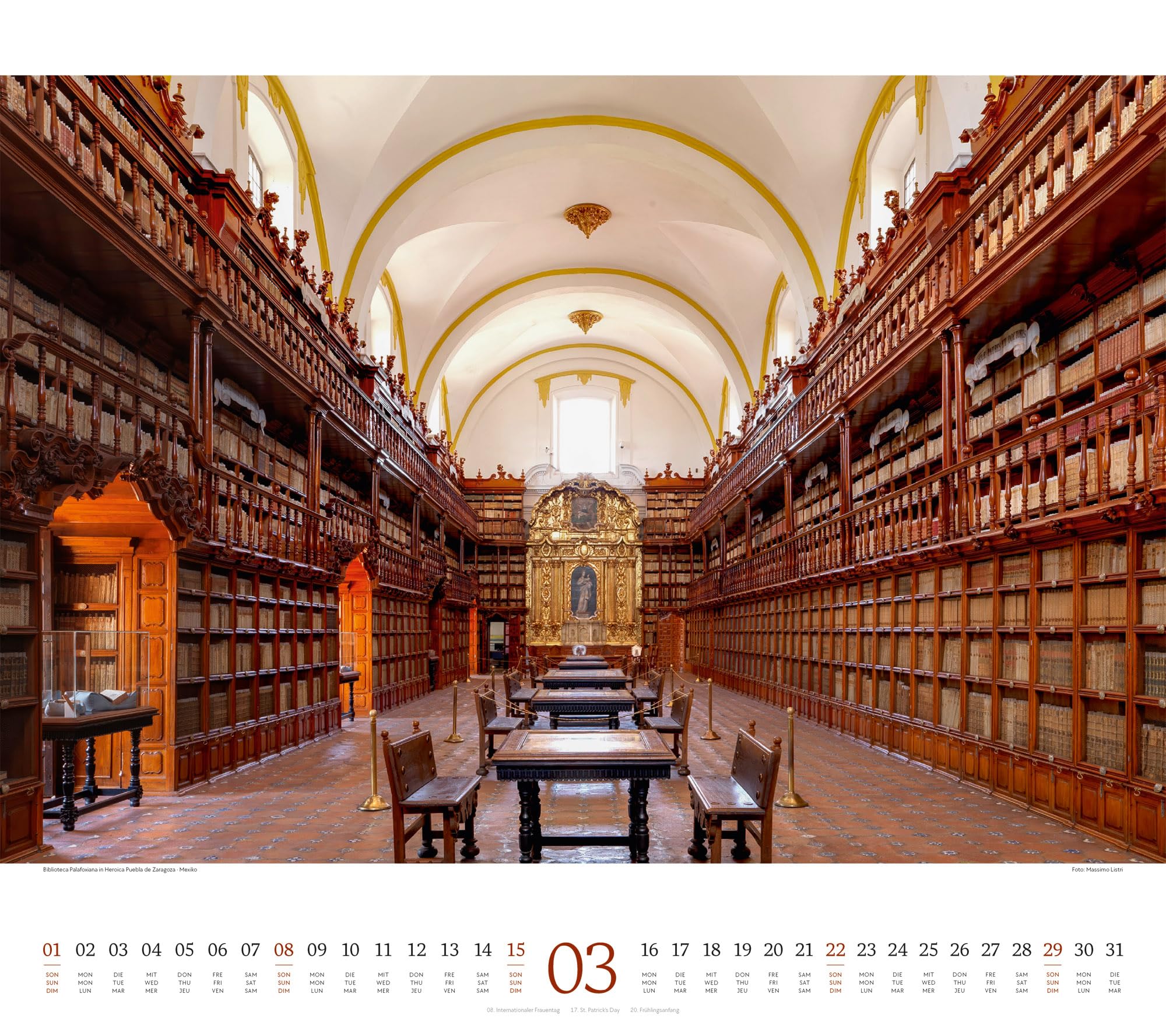 Welt der Bücher Kalender 2026 | Bildgewaltiger Bibliotheken-Kalender im großen Querformat (54x48 cm) | Eindrucksvolle Architektur von Büchereien