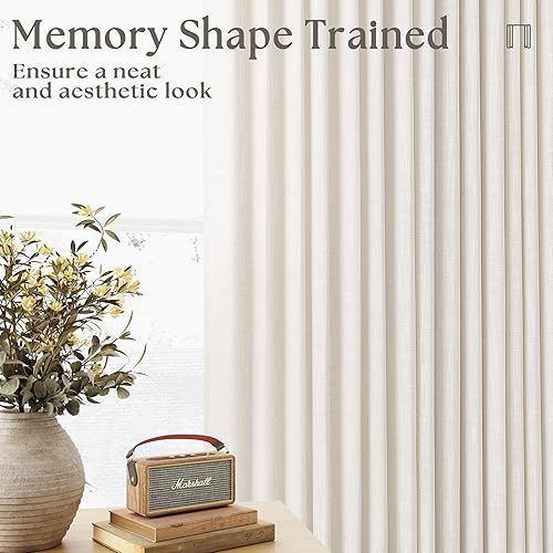 Miniatura 9 de Cortinas plisadas de lino texturizado, semitraslúcidas, con ganchos, anillos y pestaña trasera, para ventana de sala de estar y dormitorio, 84