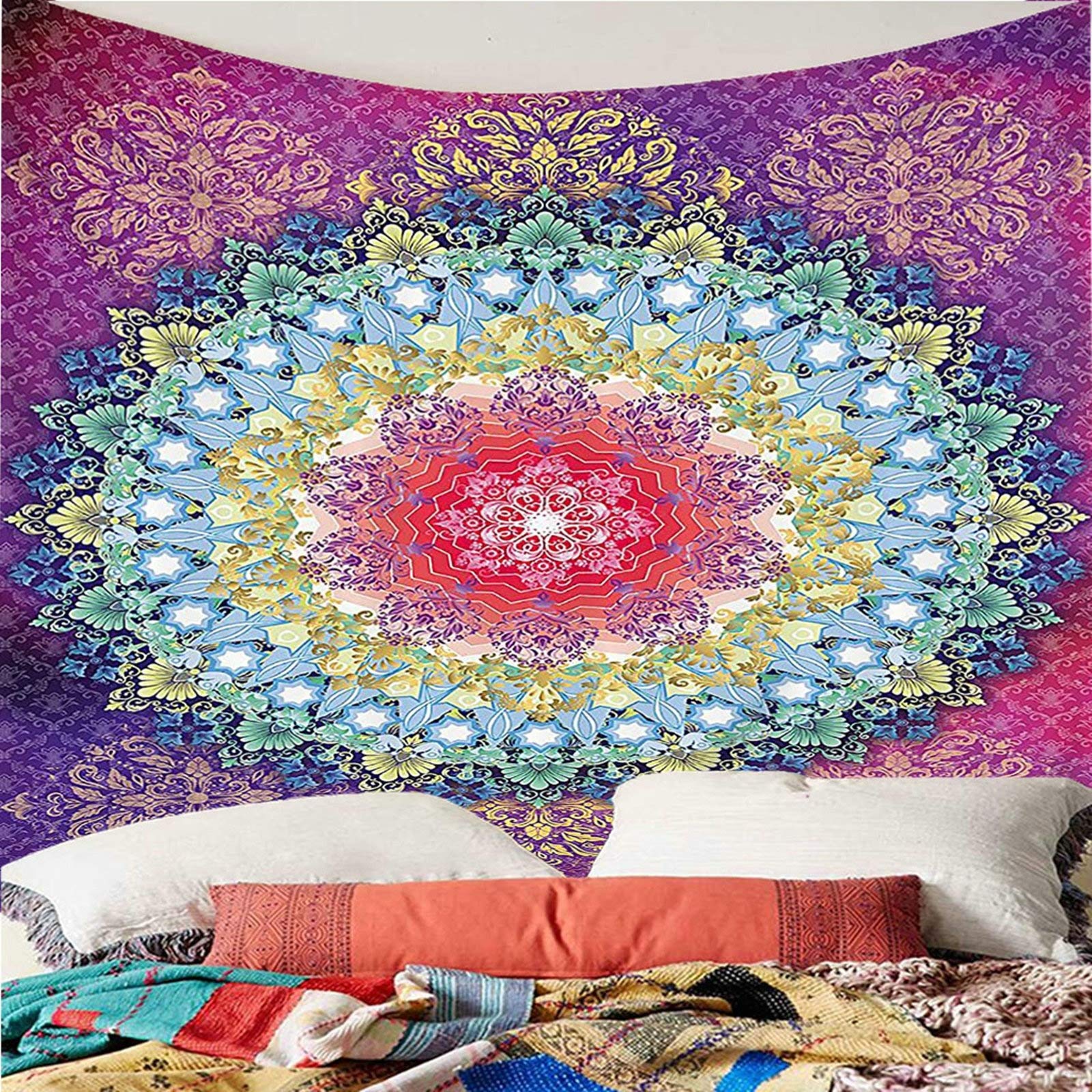 Aeici, decorazione da parete da appendere alla parete con mandala, per soggiorno, camera da letto, dormitorio (260 x 240 cm)