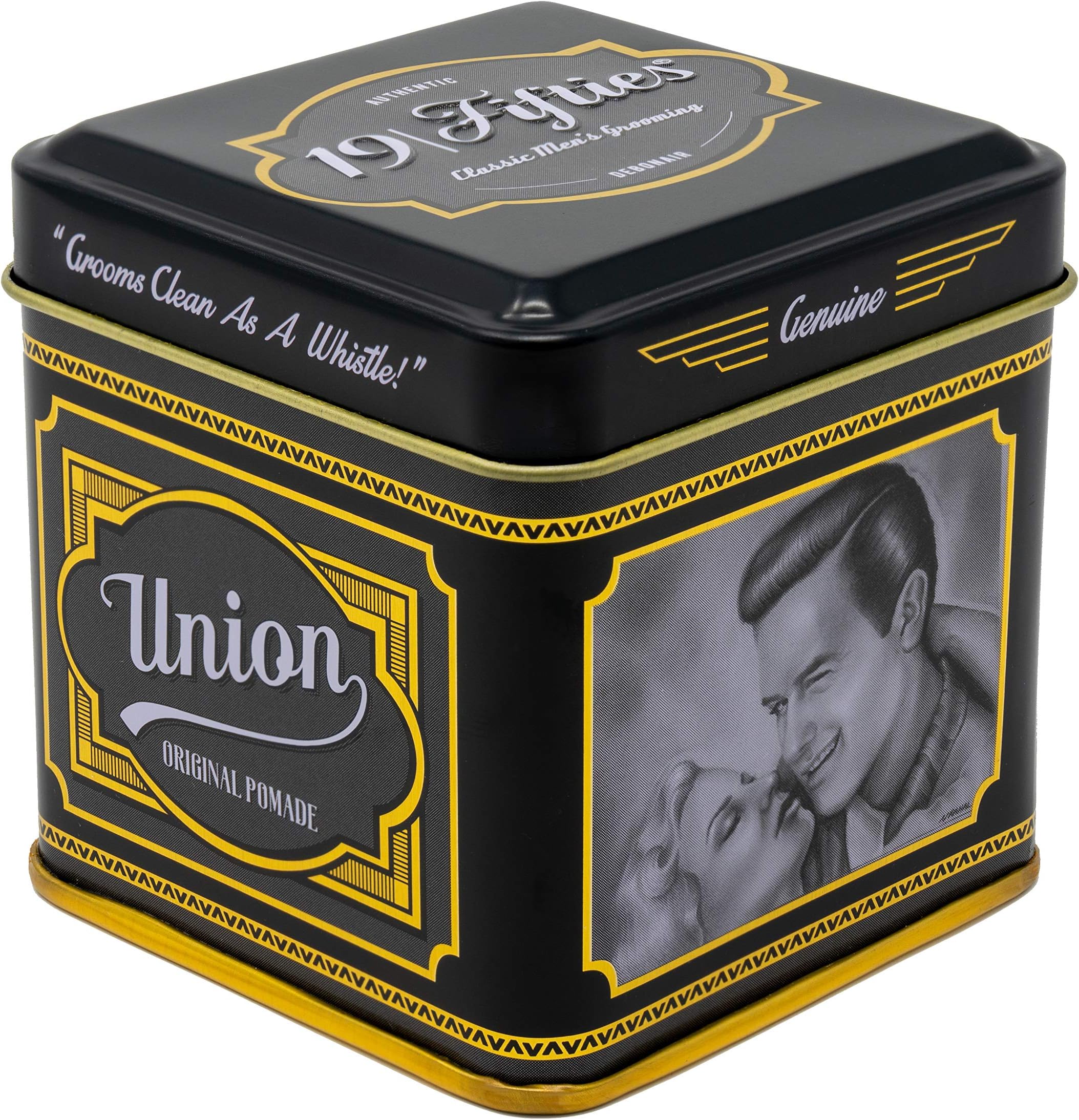 19Fifties Union Original Pomade For Men - 4oz Beautiful Tin | All Day Firm Hold, Easily Washes Out With Water, High Shine & Amazing Scent - Ideal For Pompadours, Side-Part Comb-Overs, & Slick-Back