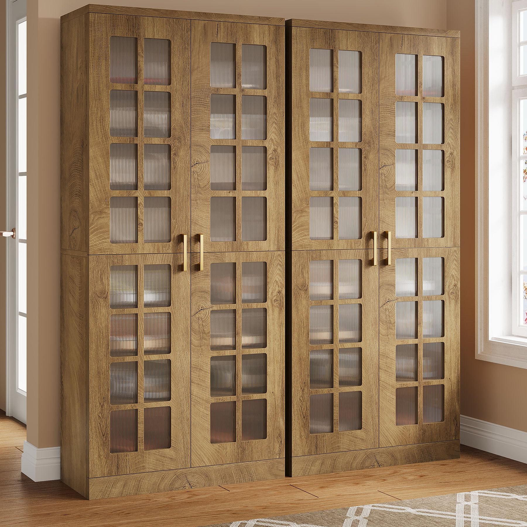 Tribesigns Tall Shoe Cabinet Set of 2, 8-Tier Modern Shoe Storage Cabinet