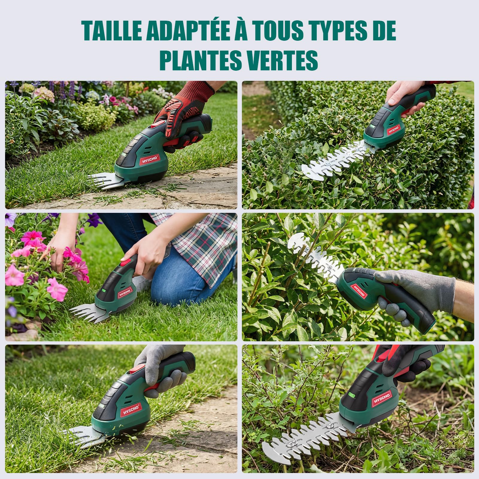 Taille Haie sans Fil, Taille Haie 2 en 1, Batterie Intégrée 7,2 V 2 Ah, 2 Lames, Taille Haie électrique avec clé de Sécurité, Convient pour Le Désherbage et l'élagage des Arbres
