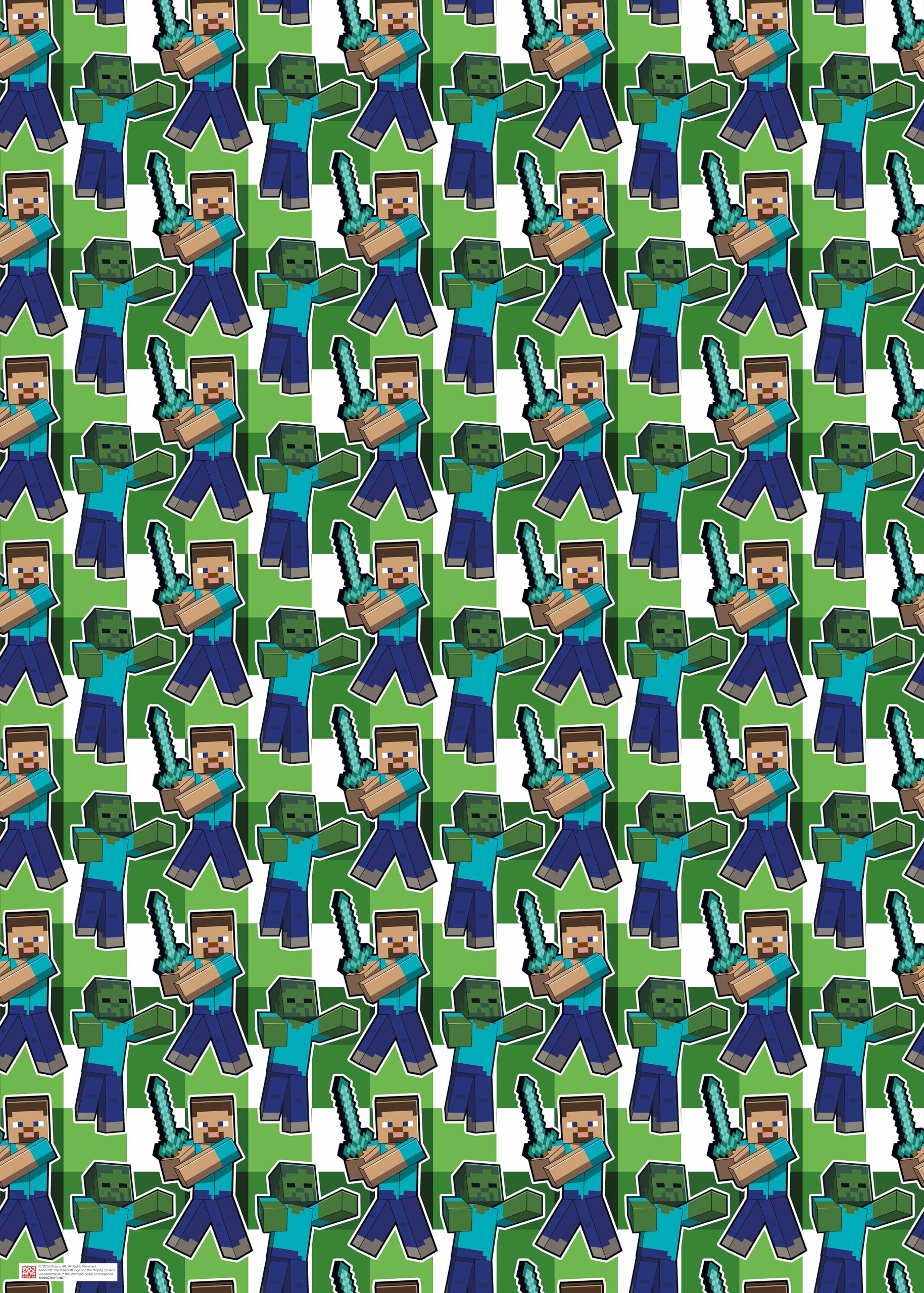 MINECRAFT WRAPPING PAPER 2M ROLL WRAP MINECRAFT BIRTHDAY GIFT WRAP