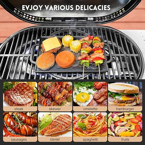 Miniatura 5 de GGC Parrilla reversible de hierro fundido, sartén de doble cara perfecta para parrillas de gas y estufas, 13 x 8.25 pulgadas rectangular para