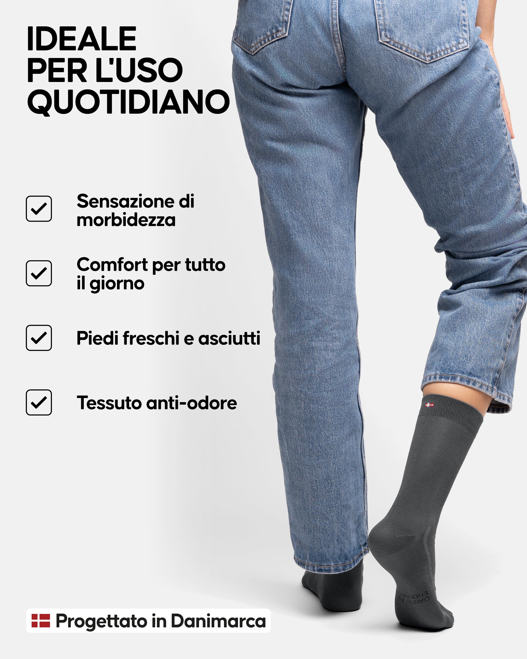 DANISH ENDURANCE Calzini Uomo Fibra di Bambù, Calze Classiche Eleganti in Bamboo, Calzini Estivi Traspiranti, Calze da Lavoro e Uso Quotidiano, 6 Paia