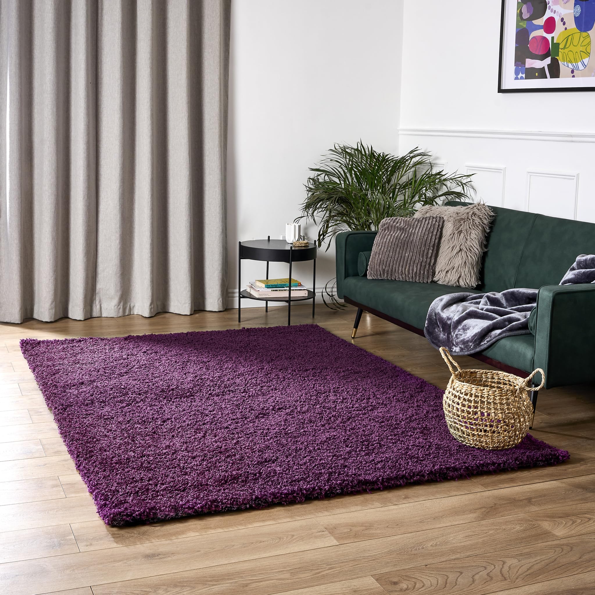Bravich Navy Blue Shaggy Rug 80 x 150cm (2'7" x 4'11") 5cm Pile Medium Thick Fluffy Living Room Hessian Backed Washable — view 24