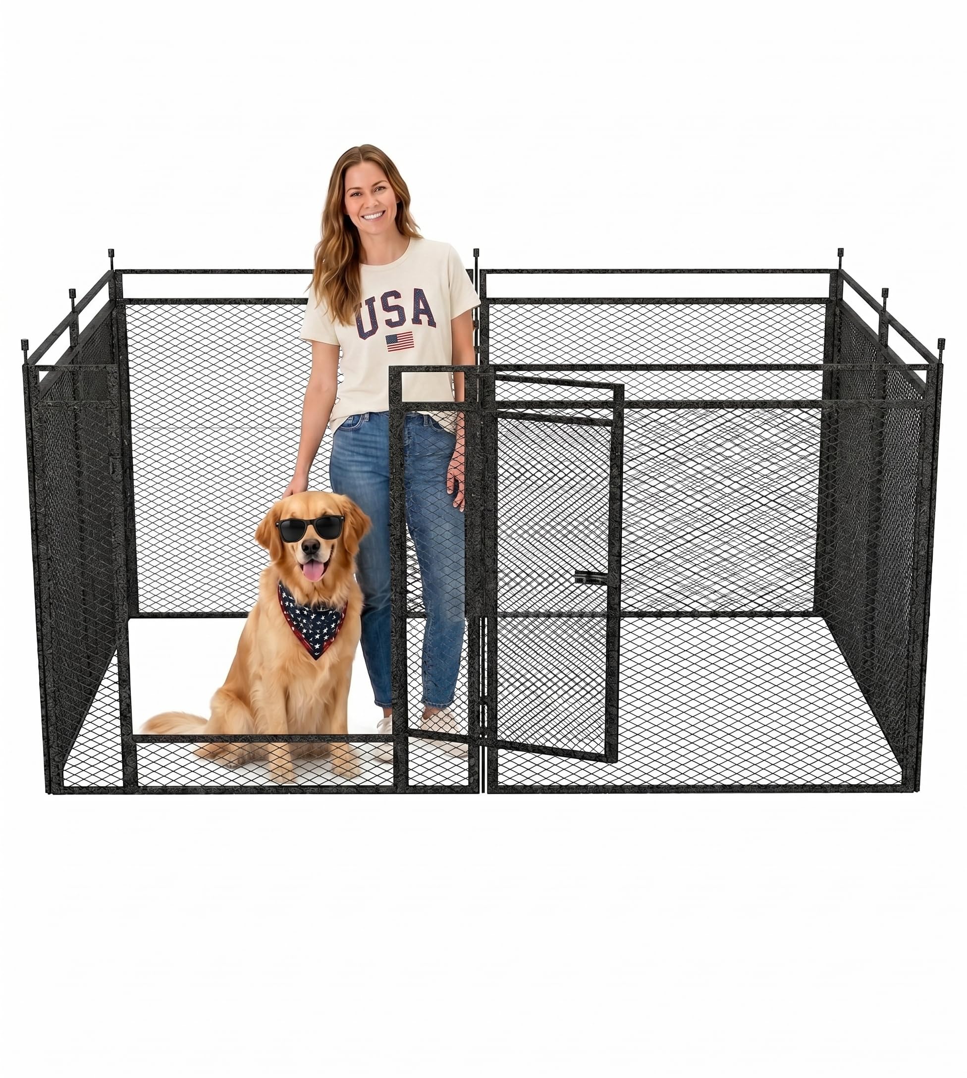 Portable Metal Dog Fence,24" H 8 Panels Outdoor Dog Playpen for Yard