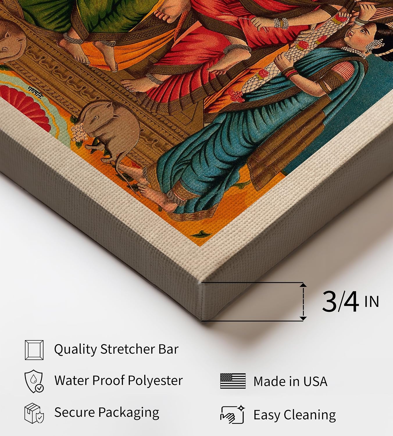 Poster Master Vintage Ganesha Canvas - Retro Elephant Headed God Print - Hindu Art - Gift for Men & Women - Wall Decor for Living Room, Bedroom, Dorm or Office - 8x10 STRETCHED Canvas