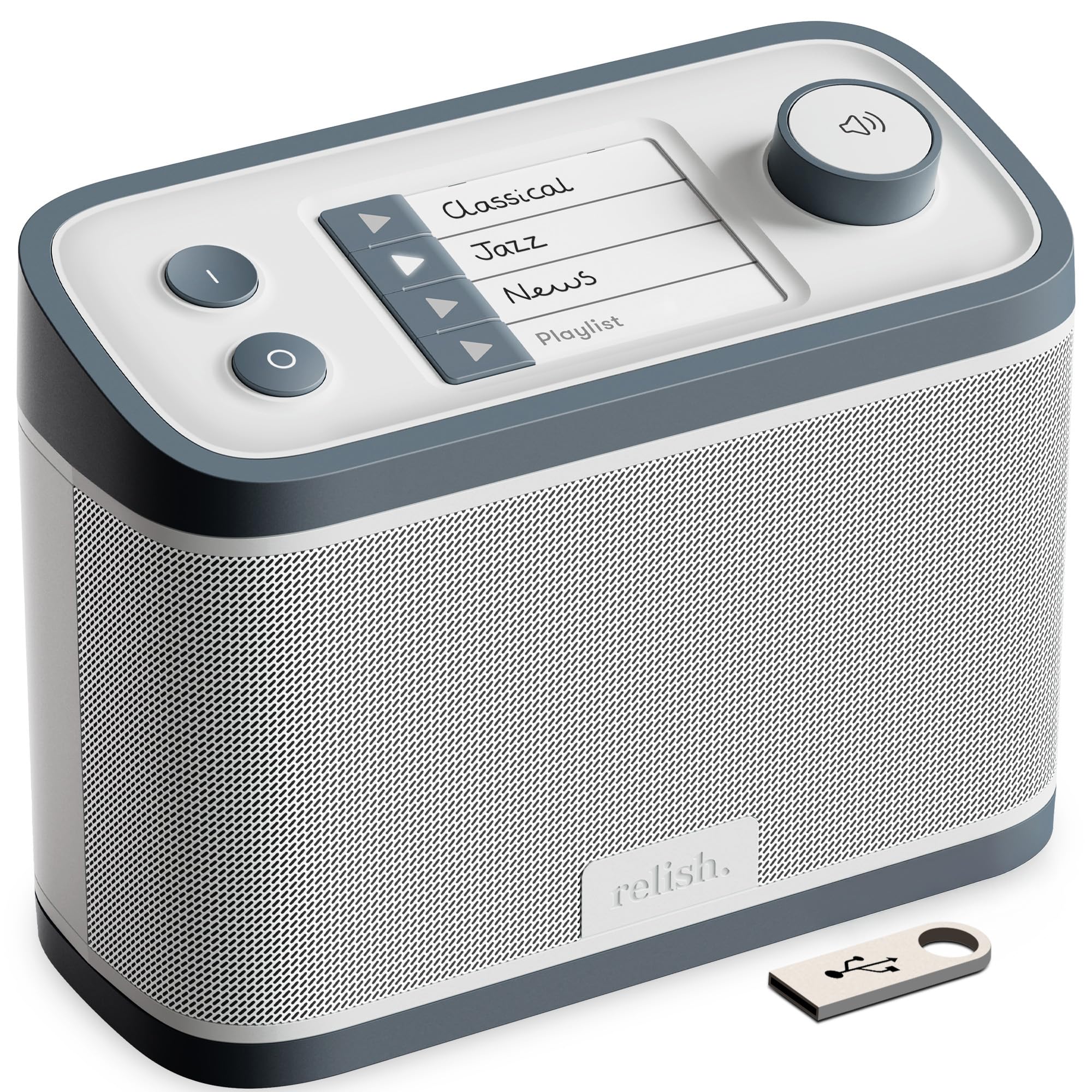 Relish – Tragbares, einfaches DAB/DAB+/FM Radio und MP3-Musikplayer mit USB für Senioren, Demenz und Alzheimer-kranke sowie Sehbehinderte – große Tasten, einfaches Design, leicht zu bedienen