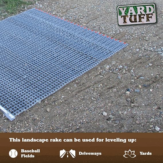 Yard Tuff Drag Mat, Lawn-Leveler & Baseball-Diamond Maintenance Rake, Manual Tow Rope Included, 3 Feet by 3 Feet
