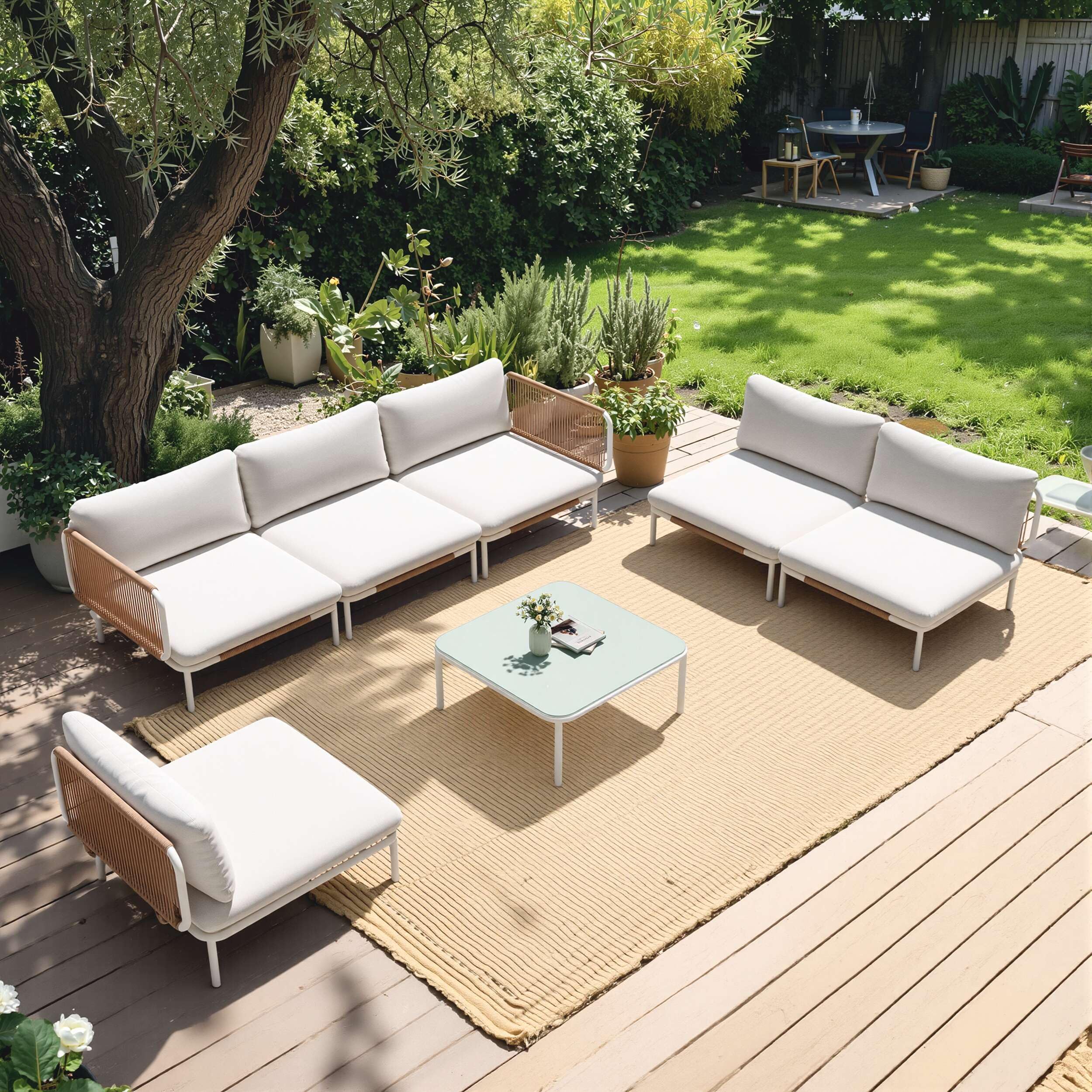 Outdoor Patio Furniture Set with Table, 6 Seater Patio Conversation Set