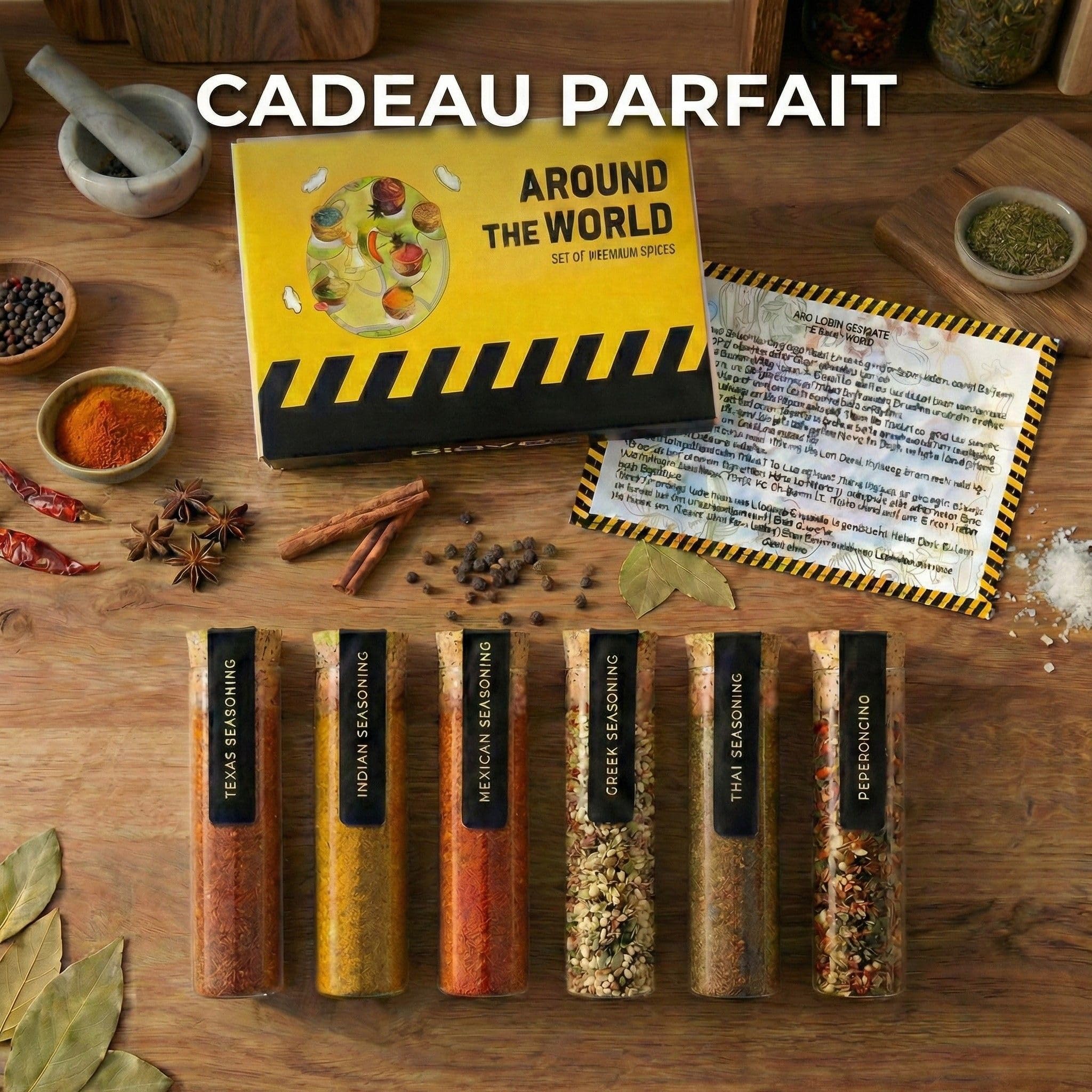 DIBYS Coffret Épices du Monde | Recettes Incluses | Coffret Cadeau Épices | Cadeaux pour les Amateurs et les Passionnés de Cuisine | Mélanges d'épices d'Inde, du Mexique, de Grèce & plus encore