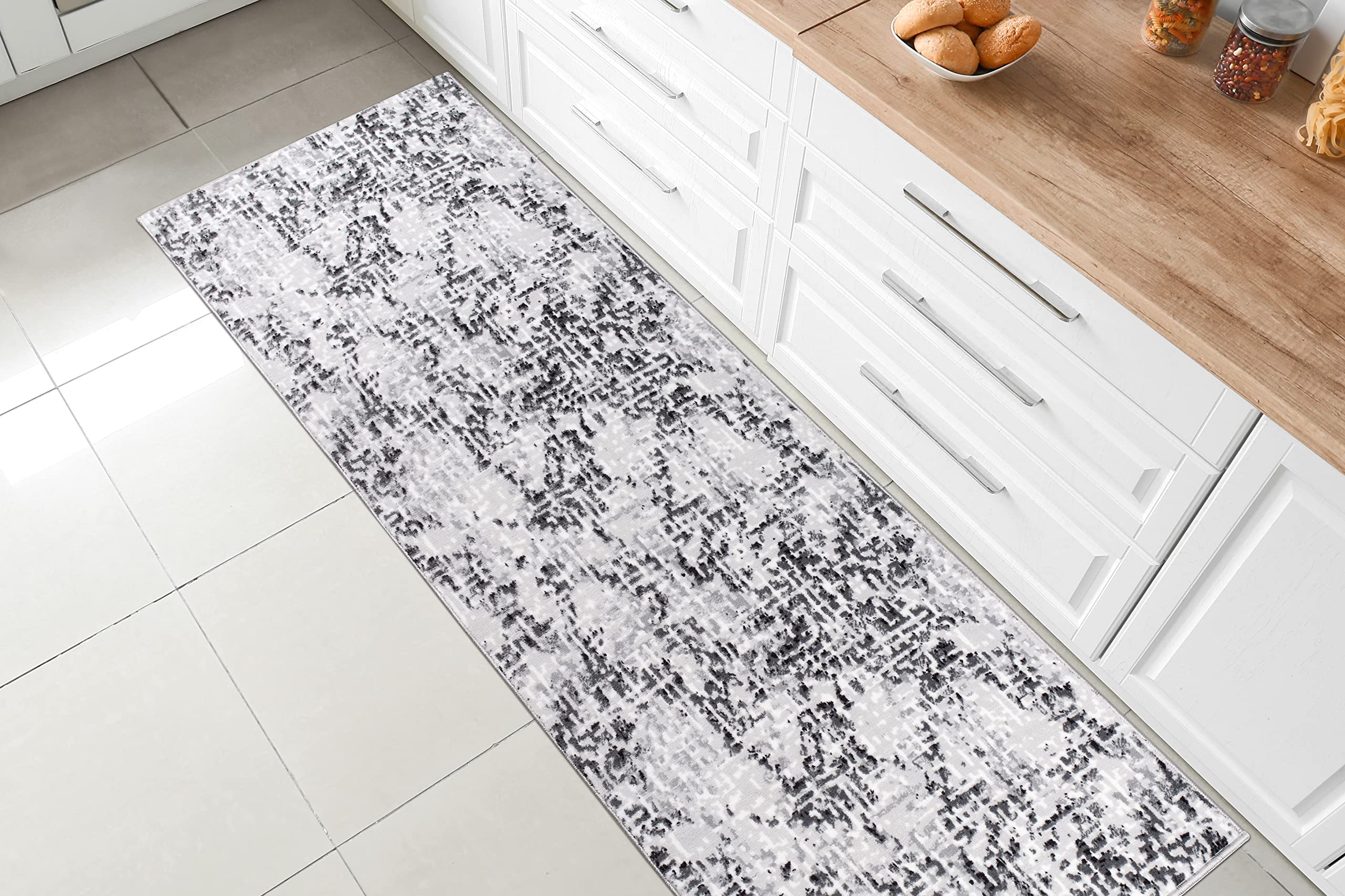 BestHomeCustom Custom Size Hallway Runner Rug Grey Color 31 inch Wide Select Your Length Non-Slip (Skid Resistance) Rubber Backing 8 feet x 31 inch (