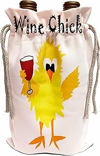 Wine Bag - Cool Funny Wine Chick with Chicken Holding Red Wine Glass Food and Drink