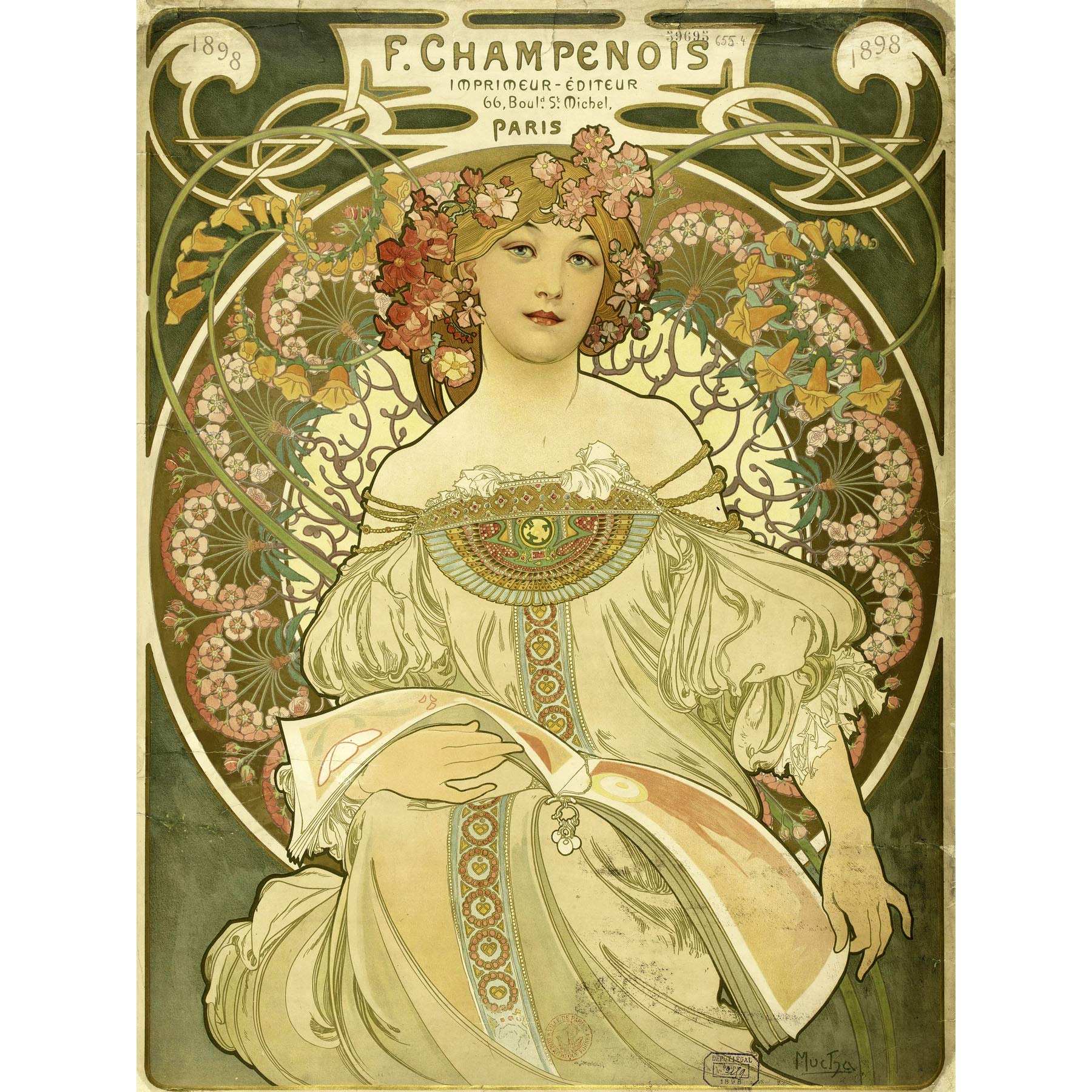 Mucha Champenois Printer Printing Nouveau Advert Large Wall Art Print Canvas Premium Mural
