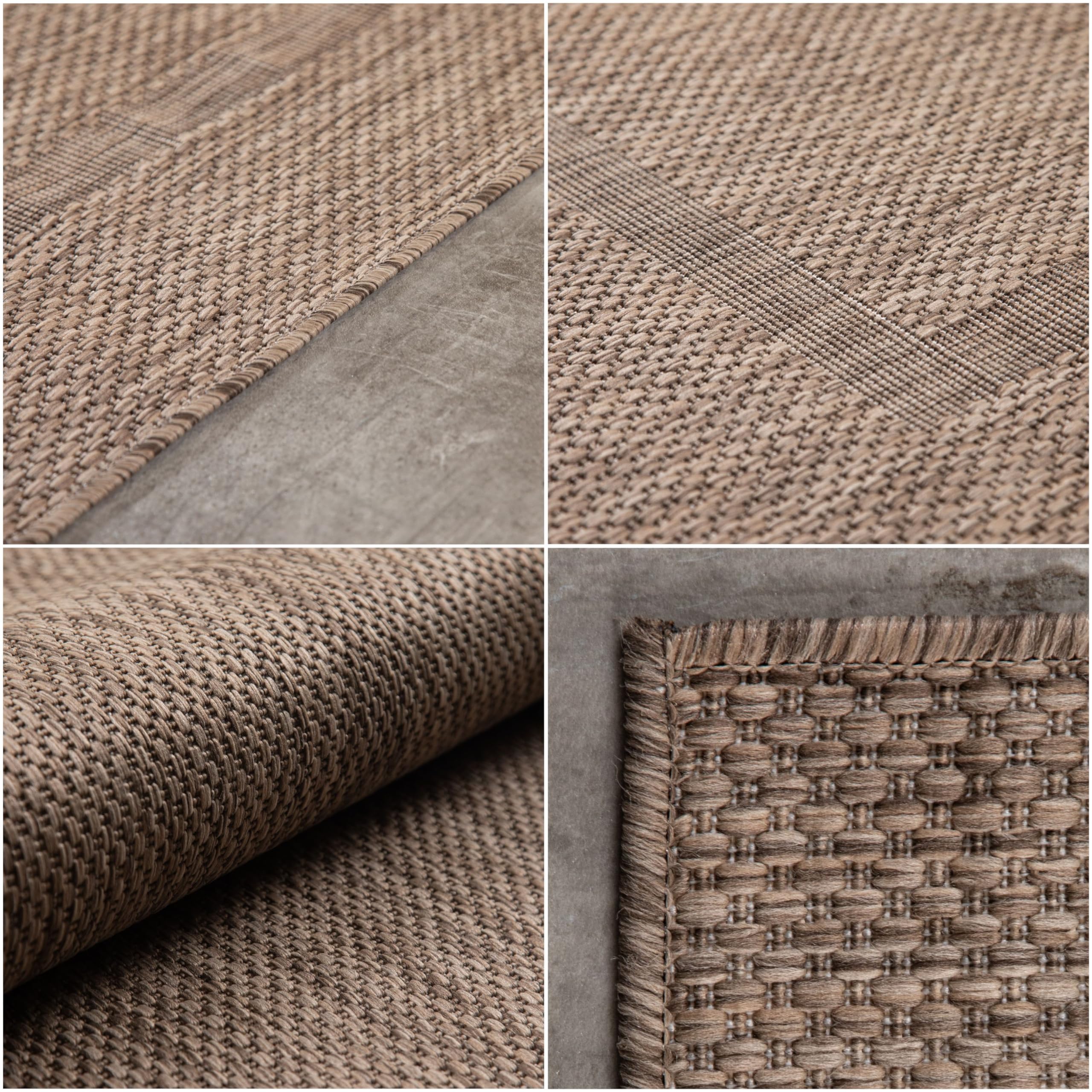 Carpettex Teppich Tapis d'extérieur uni résistant aux intempéries, idéal pour Les terrasses, Les balcons, Les Jardins et Les Cuisines, Couleur: Marron, Taille: 200 cm Rond