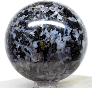 2" Indigo Gabbro Sphere Sparkling Natural Blizzard Crystal Ball Mystic Merlinite Mineral Polished Stone - Madagascar + Stand