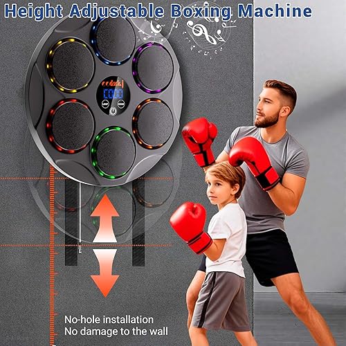 Miniatura 5 de Máquina de boxeo, máquina de boxeo musical para adultos, equipo de entrenamiento de boxeo, pared de juego de boxeo, almohadilla de perforación de