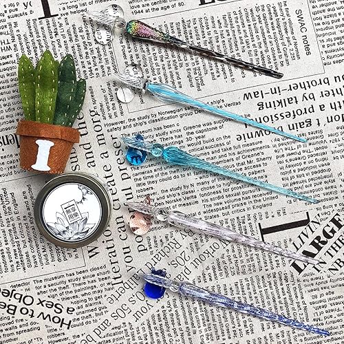 Miniatura 6 de Juego de bolígrafos de cristal hecho a mano  Bolígrafo de cristal para arte, escritura, firmas, caligrafía  Juego de regalo de decoración.