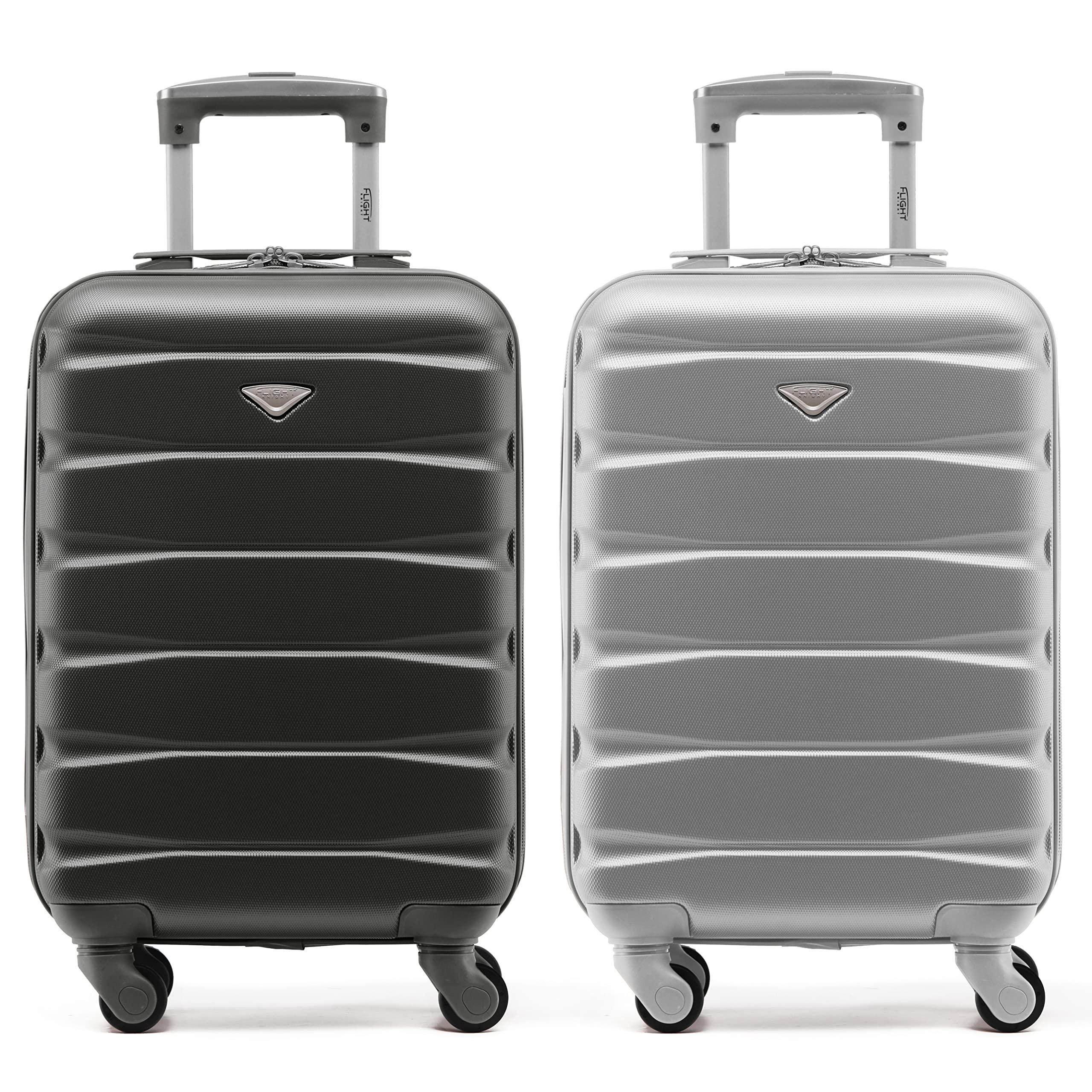 Flight Knight Suitcase Set of 2 Lightweight 4 Wheel ABS Hard Case Cabin Carry On Hand Luggage Approved for Over 100 Airlines Including easyJet, British Airways, Ryanair & Many More 55x35x20cm — view 100