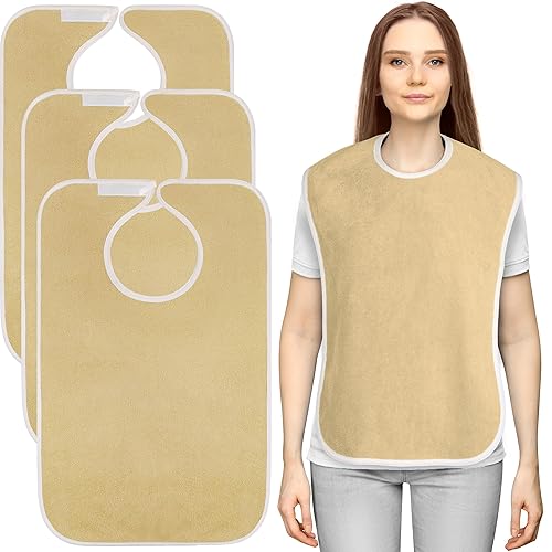 Utopia Towels Paquete de 3 baberos unisex de alta calidad para adultos, para mujeres mayores, hombres, babero impermeable para comer, ajustable y