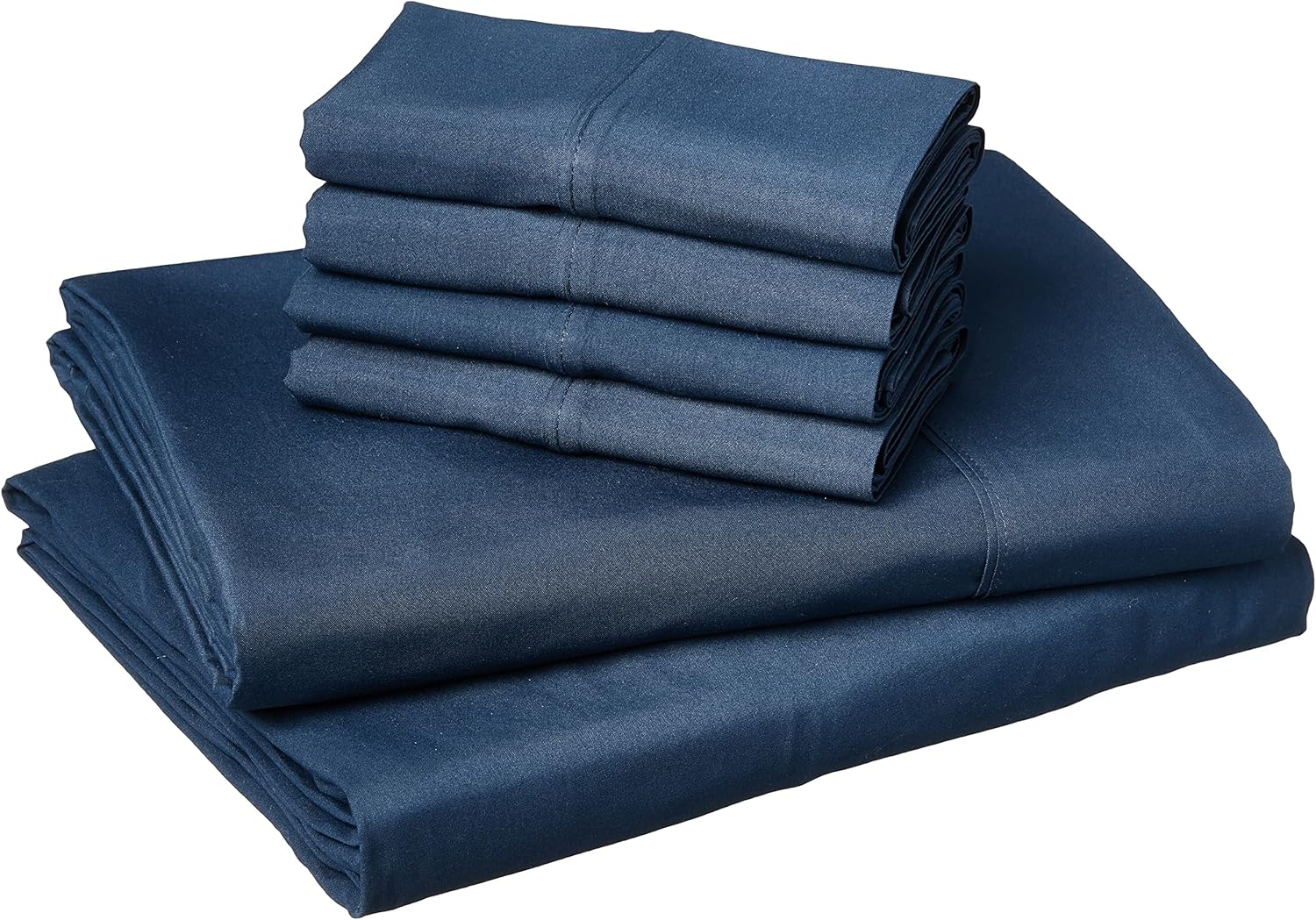 Amazon Basics Lightweight Super Soft Easy Care Microfiber Bed 6 Piece Sheet Set Including Four Pillowcases - Queen, Solid, Navy Blue Queen Sheet Set with Extra Pillowcases Navy Blue