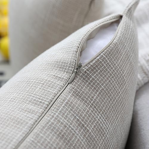 Miniatura 2 de Kevin Textile Simple - Fundas de almohada de lino con cremallera oculta, diseño de estrellas nórdicas, 2 unidades, 16 x 16 pulgadas, color beige