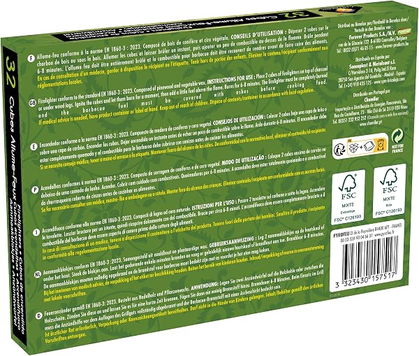 CHEMINETT 15751-32 Cubos Encendido precortados Cheminett naturales para encender chimeneas, estufas y barbacoas - 3