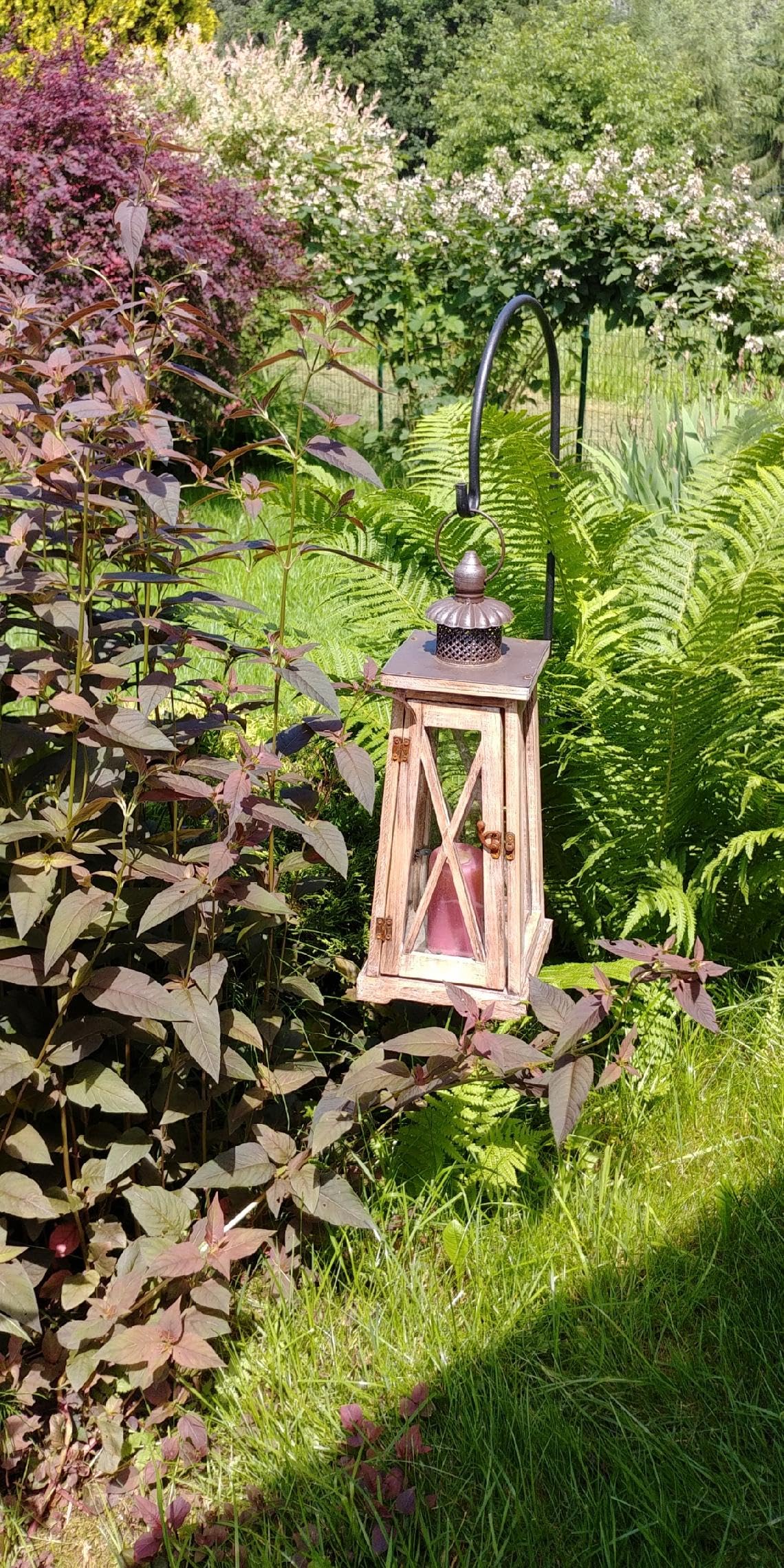 Kapaga - Crochet de berger - Décoration de jardin - Tige de lanterne en métal - Support de lanterne - Noir - Hauteur 120 cm - Élégant bijou de jardin (1)