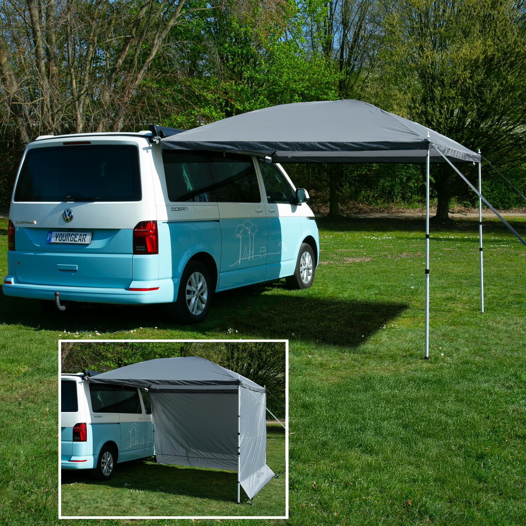 your GEAR Parasol Canopy - Auvent pour camping-car avec protection UV 50+ et colonne d'eau de 5000 mm - Convient pour les modèles Multivan et VW T