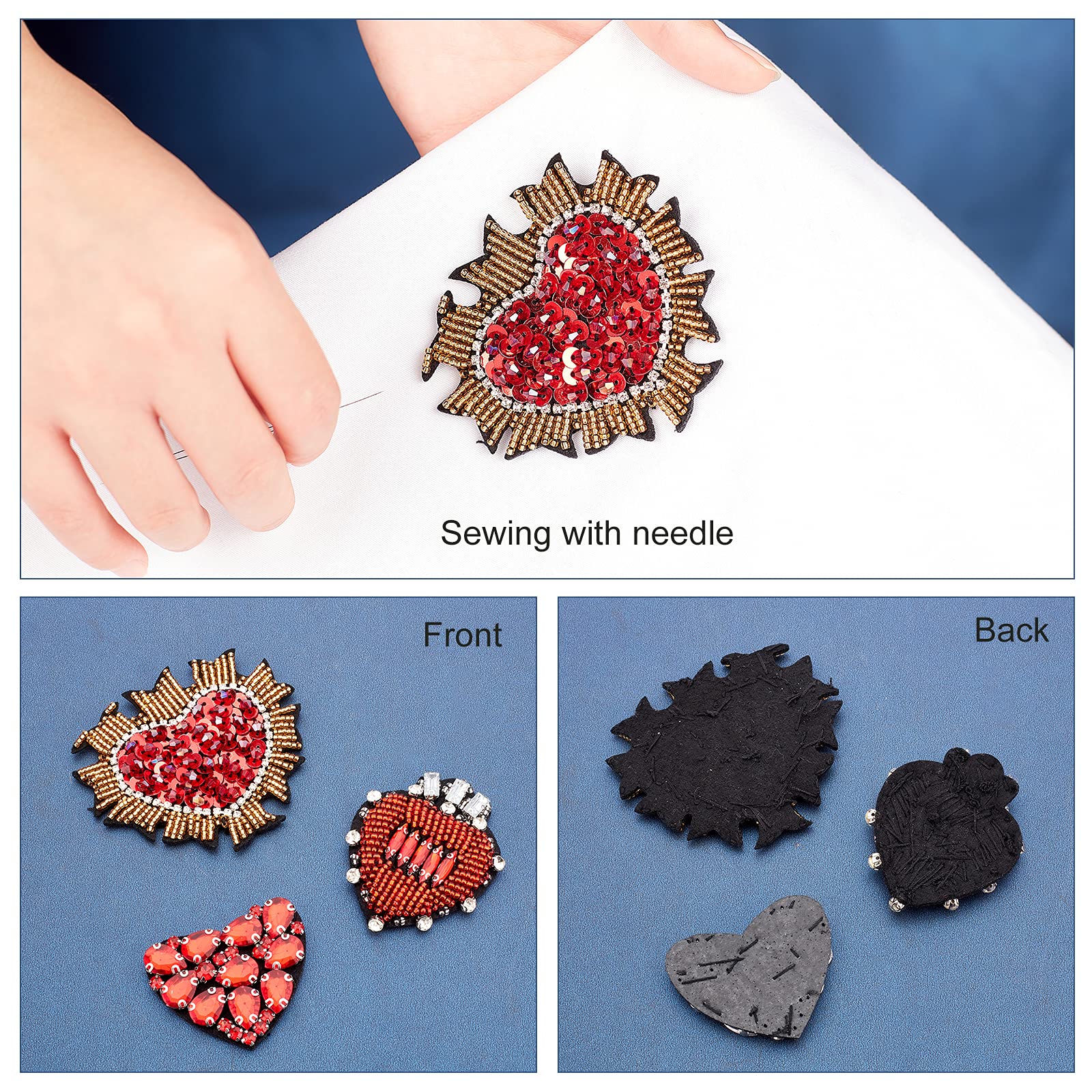 6 Toppe Con Strass E Perline - Termoadesive A Forma Di Cuore E Ape Per Jeans E Abbigliamento - Foto 13