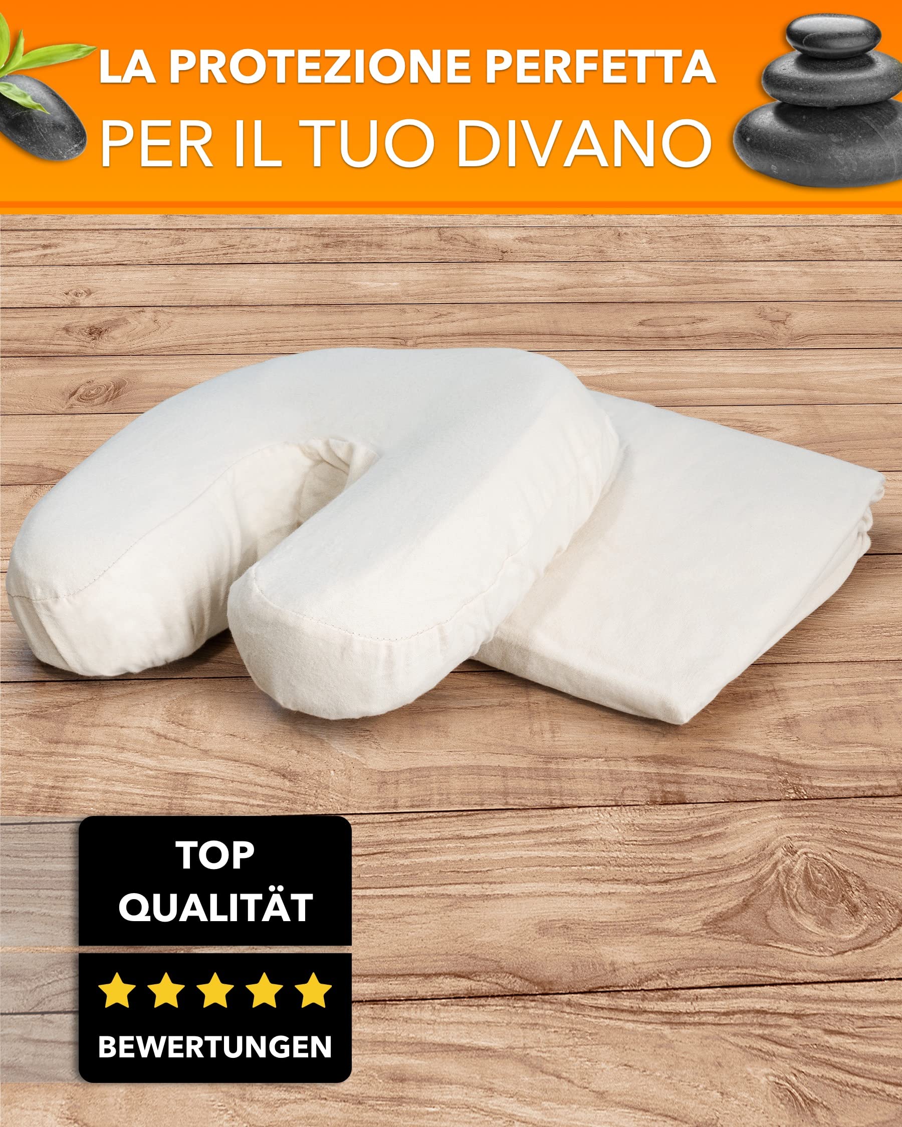 ZEN - Copertura per lettini & poggiatesta da massaggio - lenzuolo in morbida spugna per lettini cosmetici, da terapia & trattamento - rivestimento lavabile a 60° - accessori massaggi (crema)