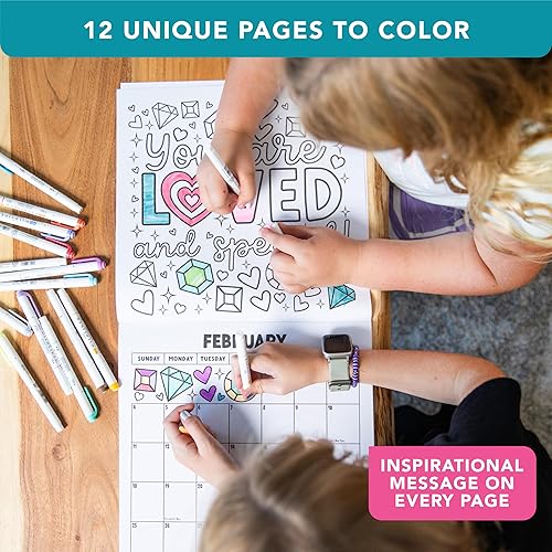 Miniatura 5 de Tiny Expressions - Calendario inspirador para colorear 2025 - Calendario de pared 2025 con texto en inglés «Today is a Good Day» para niños – 12