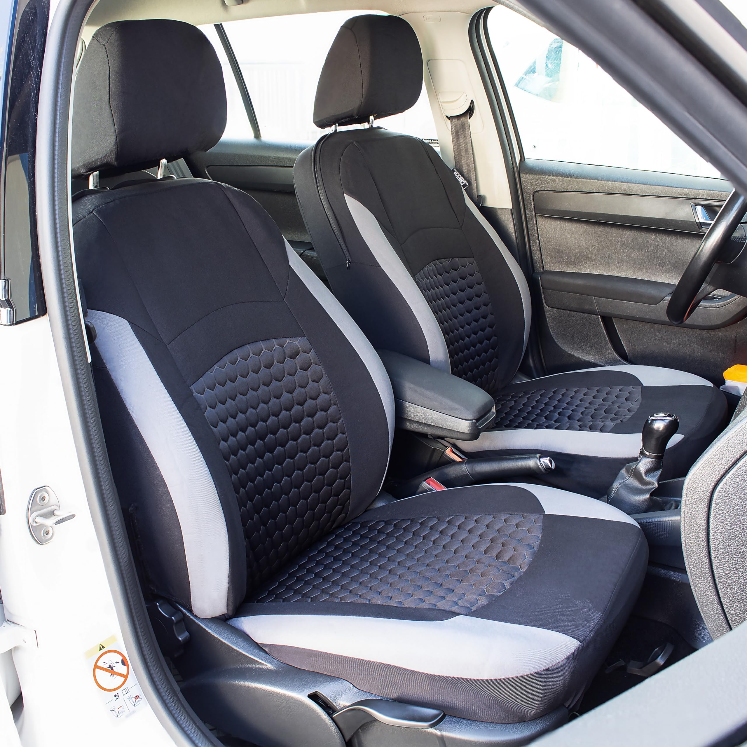 Set Coprisedili Auto Anteriori 2 Pezzi per FIAT 500 dal 2007 - Fianchi elasticizzati, Tessuto Antiscivolo Trapuntato in Poliestere, Lavabile, Alta Qualità - OFFICINE MILANO