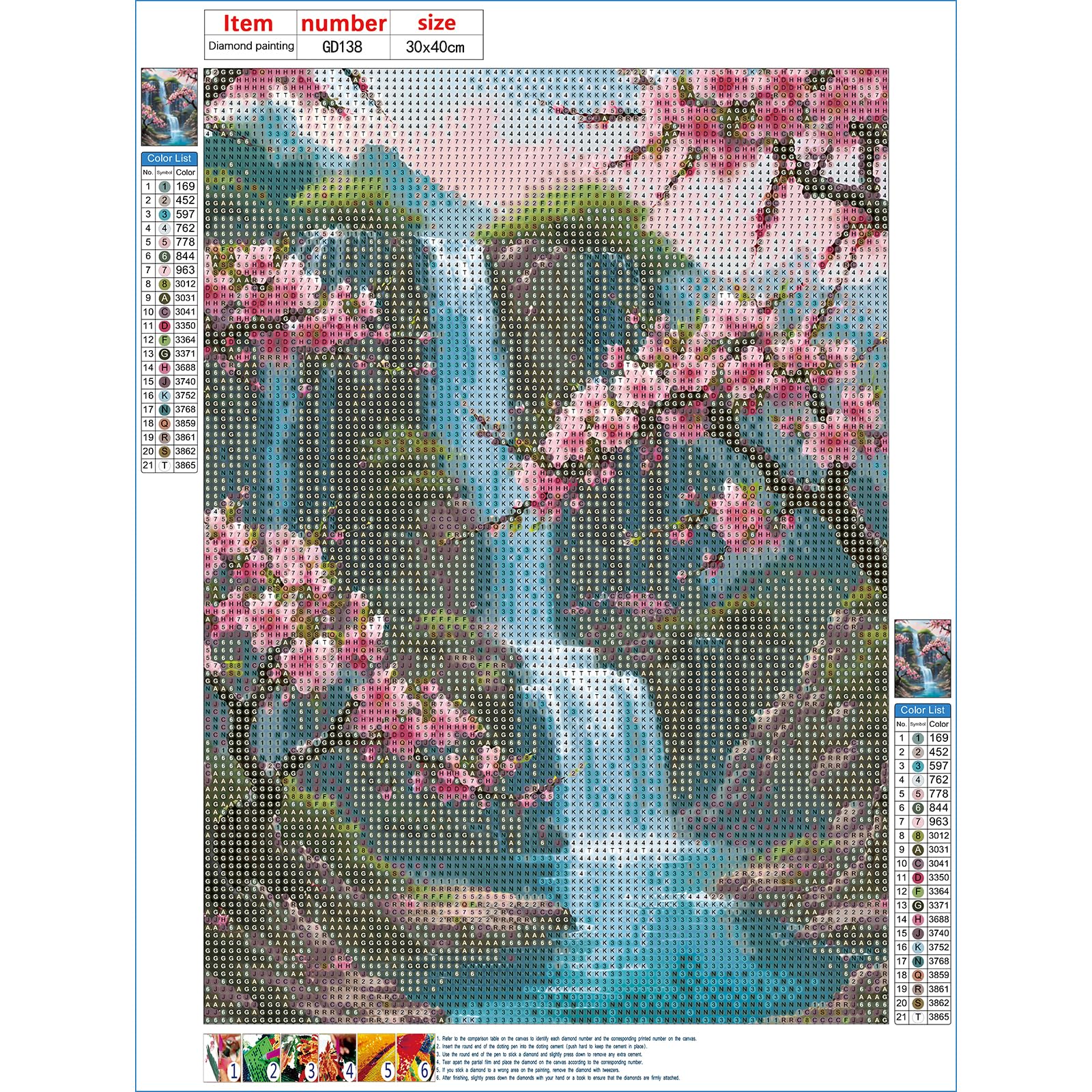 Kit Strass Fleurs Kit Diamond Painting GDYEEH Fleurs Colorées - Toile 30x40cm Avec Strass Pour Débutants Adultes Diamond Painting 5D Débutant