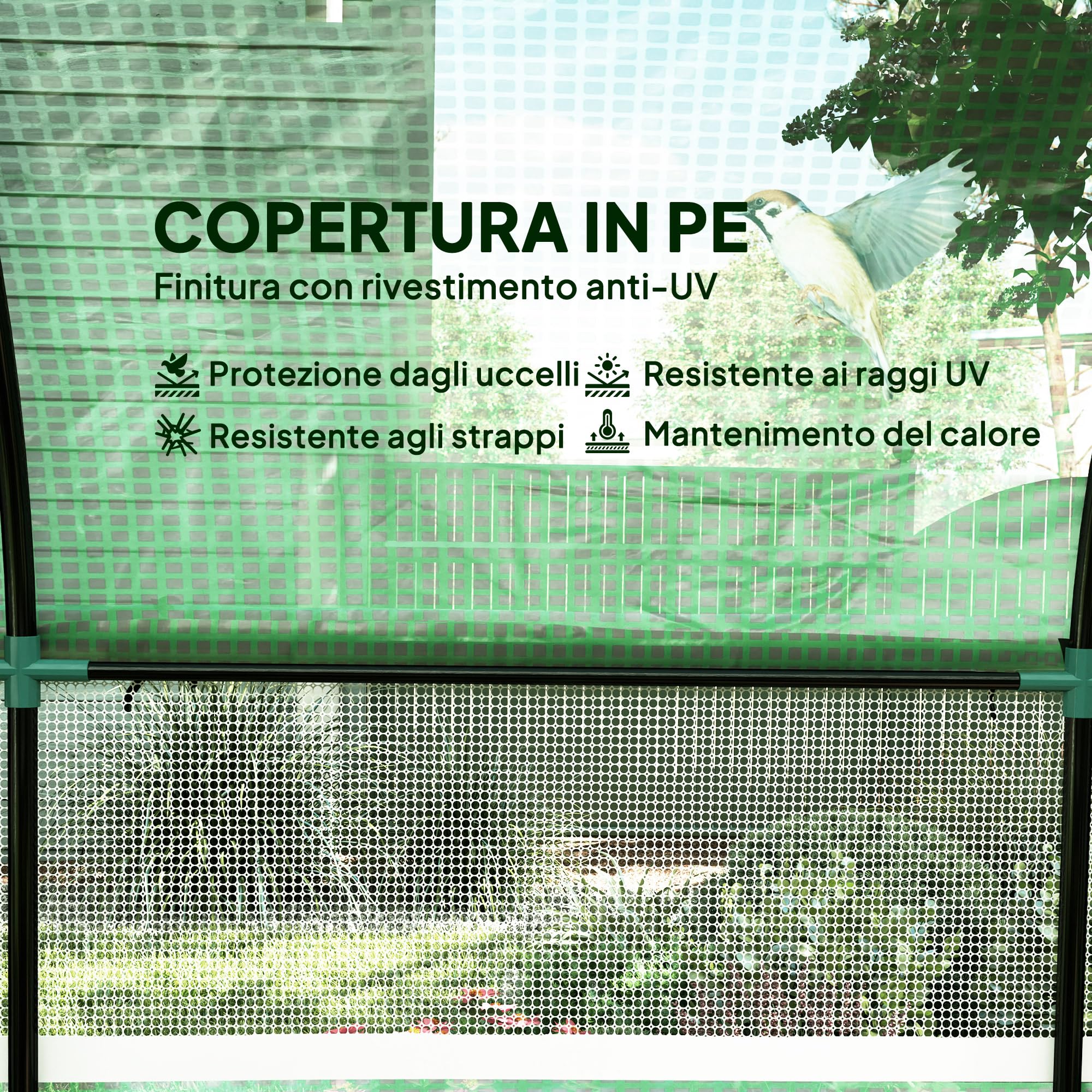 Outsunny Serra da Giardino a Tunnel 3x3x2 m con Porte e Finestre Avvolgibili, Serra per Orto con Struttura in Acciaio e Copertura PE, per Orto Verdure Fiori Frutta, Anti UV, Verde