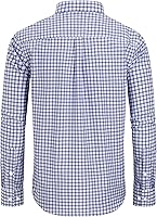 Vista 2 de Alimens & Gentle - Camisas a cuadros con botones para hombre, camisas de vestir de manga larga, de algodón, corte estándar