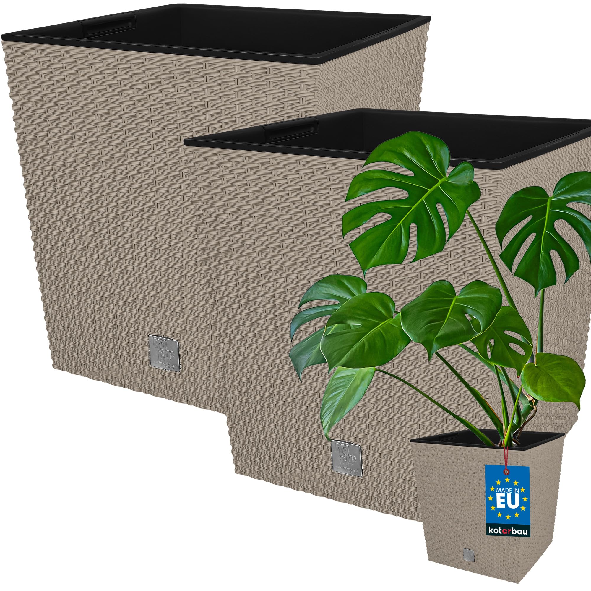 KOTARBAU® Macetero con Maceta Interior, 260 mm, Ratan sintético, Antracita - Gris Oscuro, Maceta Rato con patrón de Trenzado Que imita el Mimbre, Maceta Interior separada, extraíble, Cesta — view 14