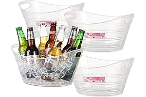 4 Pack - Plastic Oval Storage Tub, 4.5 Liter Wine, Beer Bottle...
