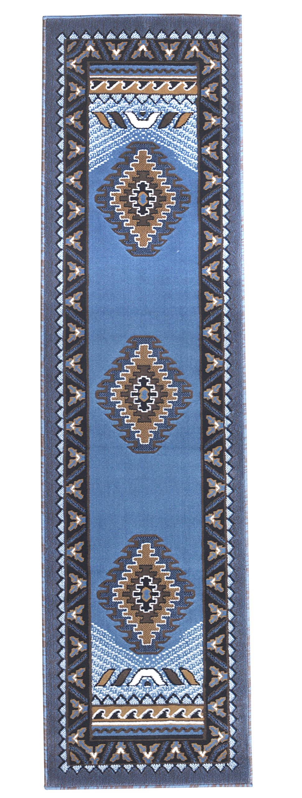 Rugs 4 Less Collection Southwest Native American Indian Runner Area Rug Design R4L 143 Light Blue (2'x7')