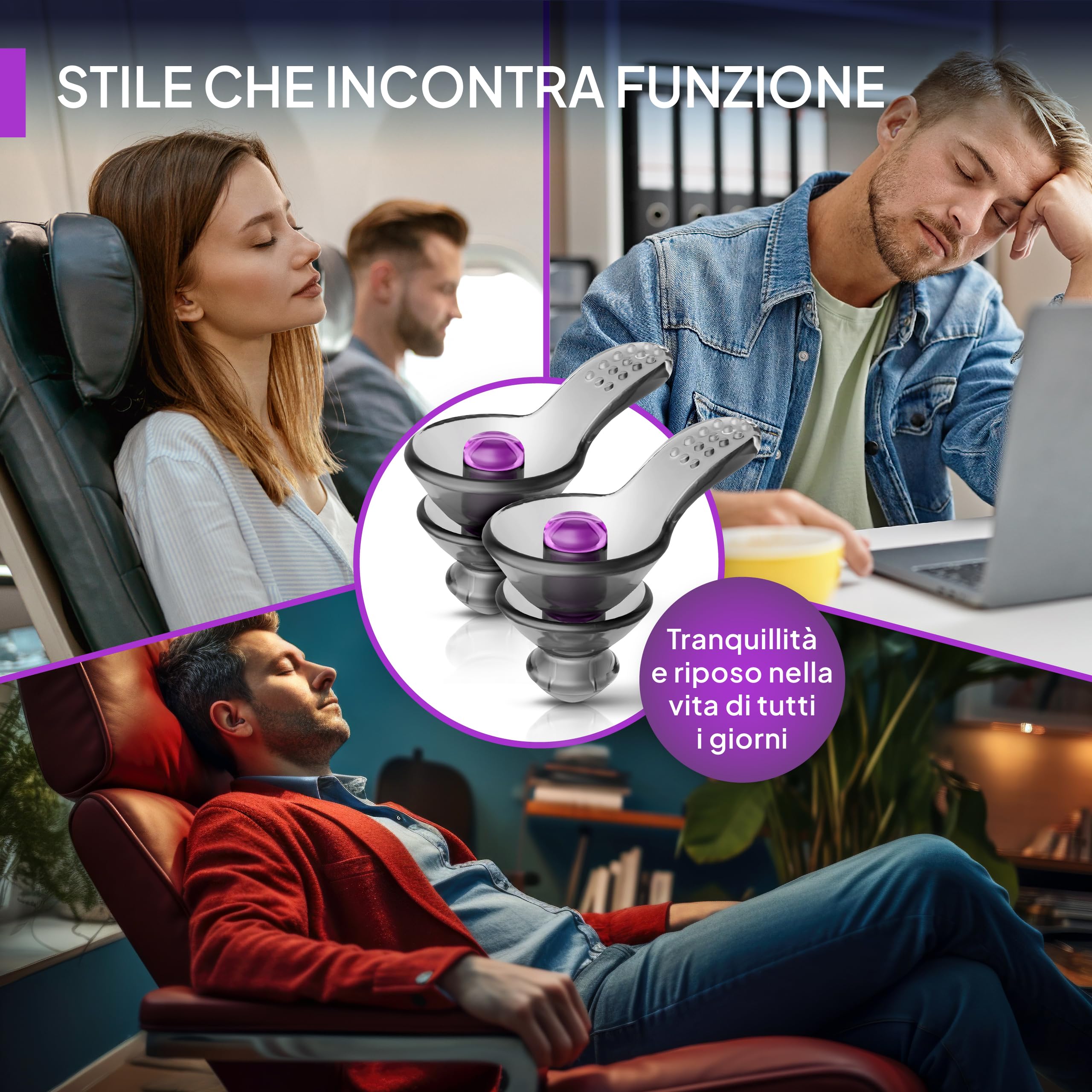 Senner ® DreamPro - Tappi orecchie per sonno tranquillo - Protezione udito in ambienti rumorosi, per chi dorme di fianco - Anti Russamento - Ipoallergenici, 2 misure, Contenitore alluminio