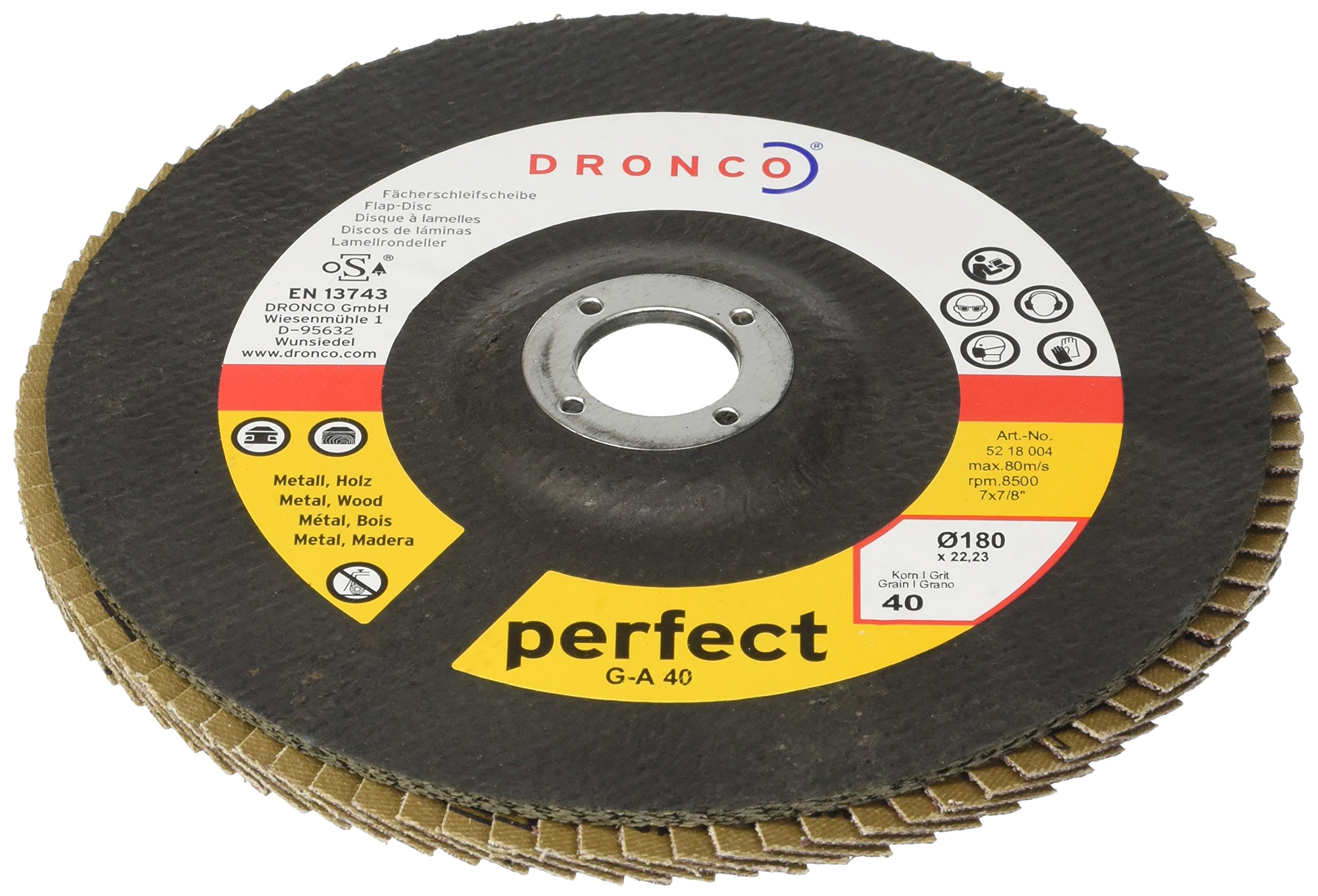 Dronco G-A-180/4-P - Aluminum Oxide Rust Blade Discs 180mm g40p