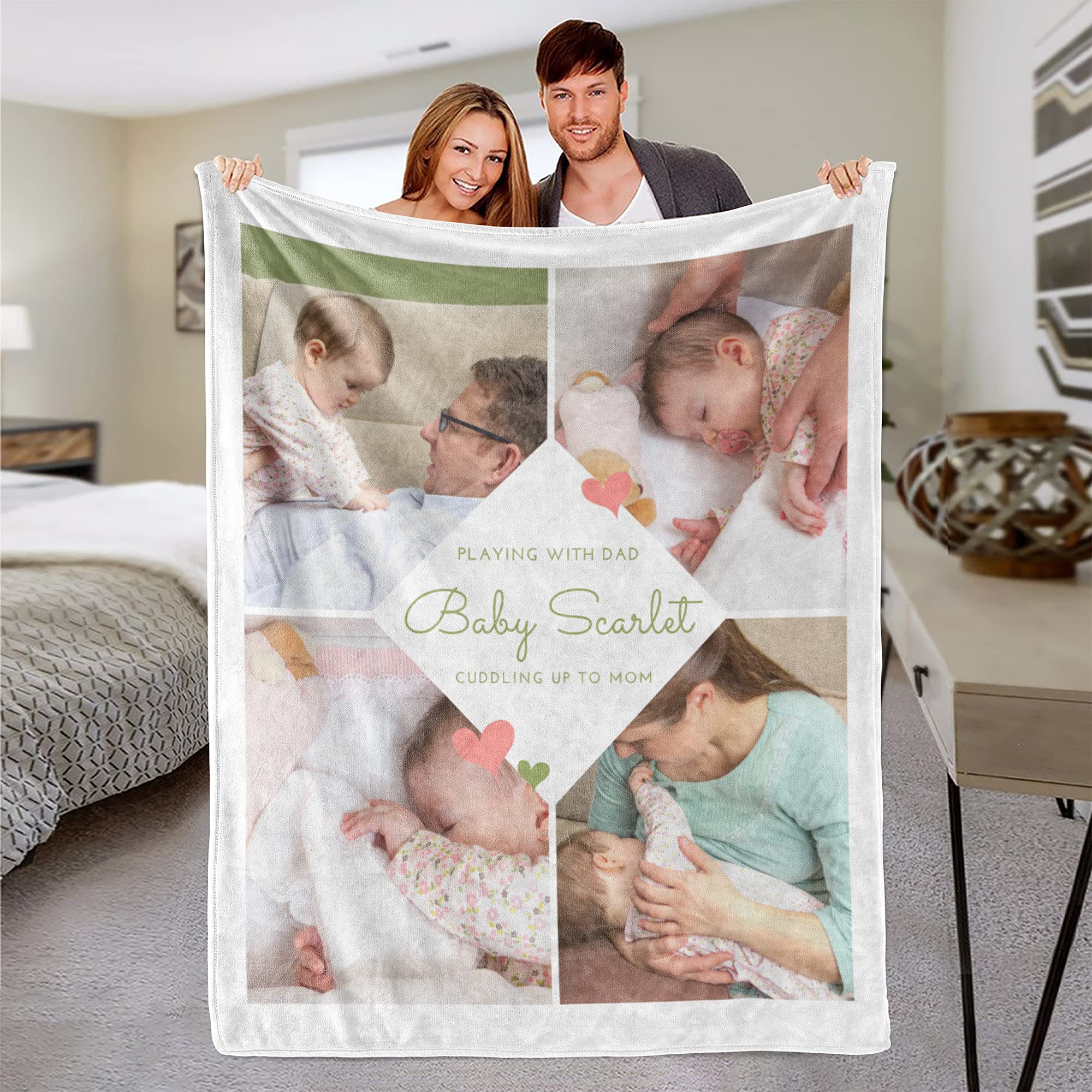 Manta de bebé personalizada con nombre personalizado, manta de collage de fotos, manta familiar, manta de forro polar personalizada, manta de bebé personalizada con nombre y foto manta familiar