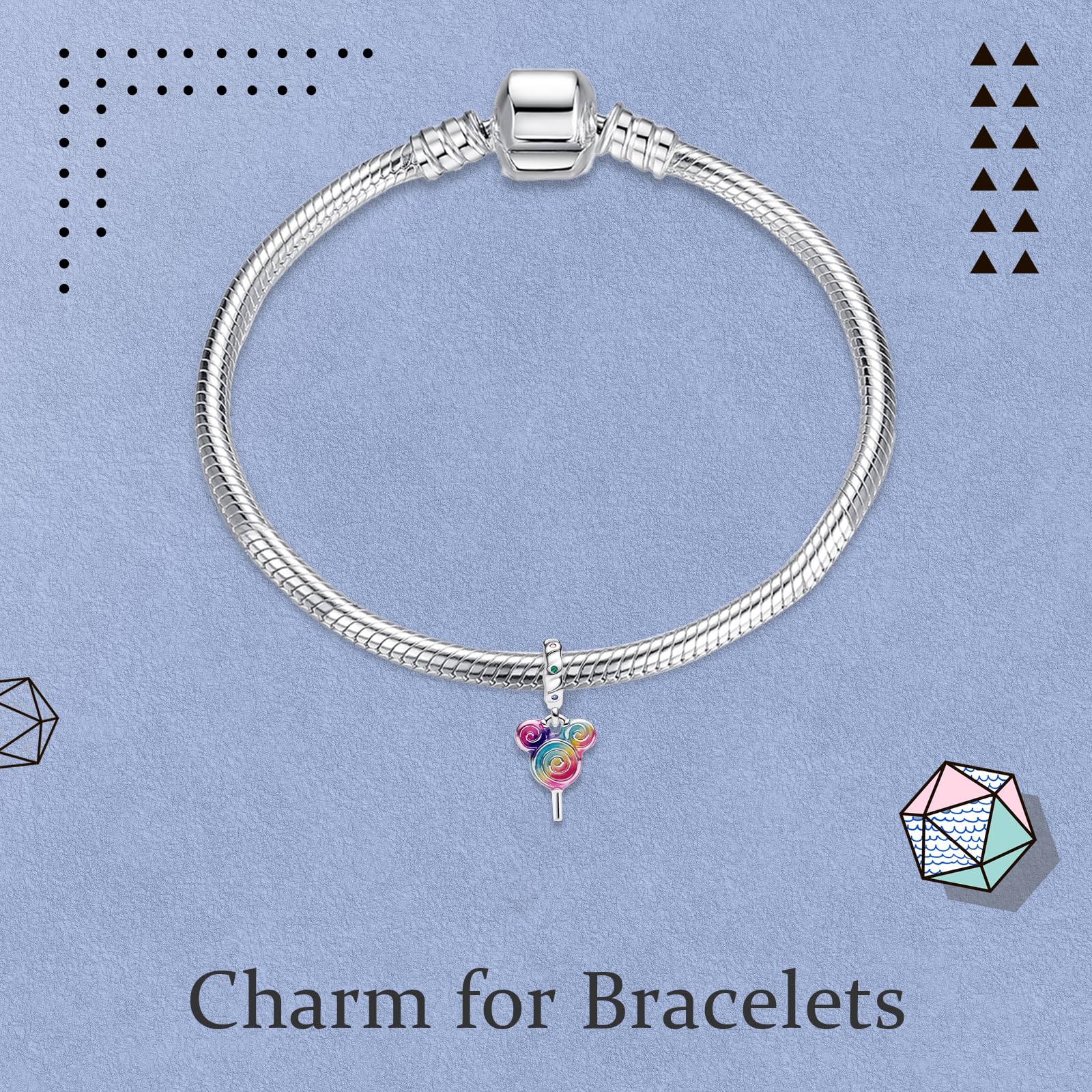 RMMY Charm 925 Sterling Silver Heart Mom Lucky Mouse Movie Pendant Dangle Beads for European Necklaces and Bracelets Valentine's Day Mother's Day Gifts con Gioielli di Zirconia