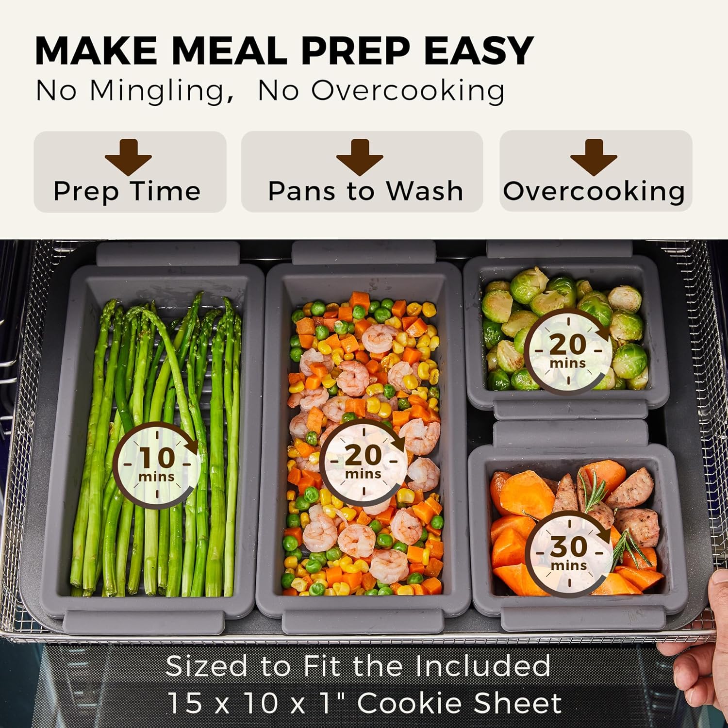 HONGBAKE Bakeware Sets, Baking Pans Set with Reusable Silicone Sheet Trays Dividers, Nonstick Oven Pan with Wider Grips, 14-Piece Including Rack, Cookie Sheet, Cake, Loaf, Muffin, Pizza Pan