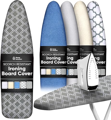Miniatura 11 de Home Intuition Funda para tabla de planchar extra gruesa y almohadilla de hierro resistente a la quema con cierre de velcro y borde elástico, 15 x