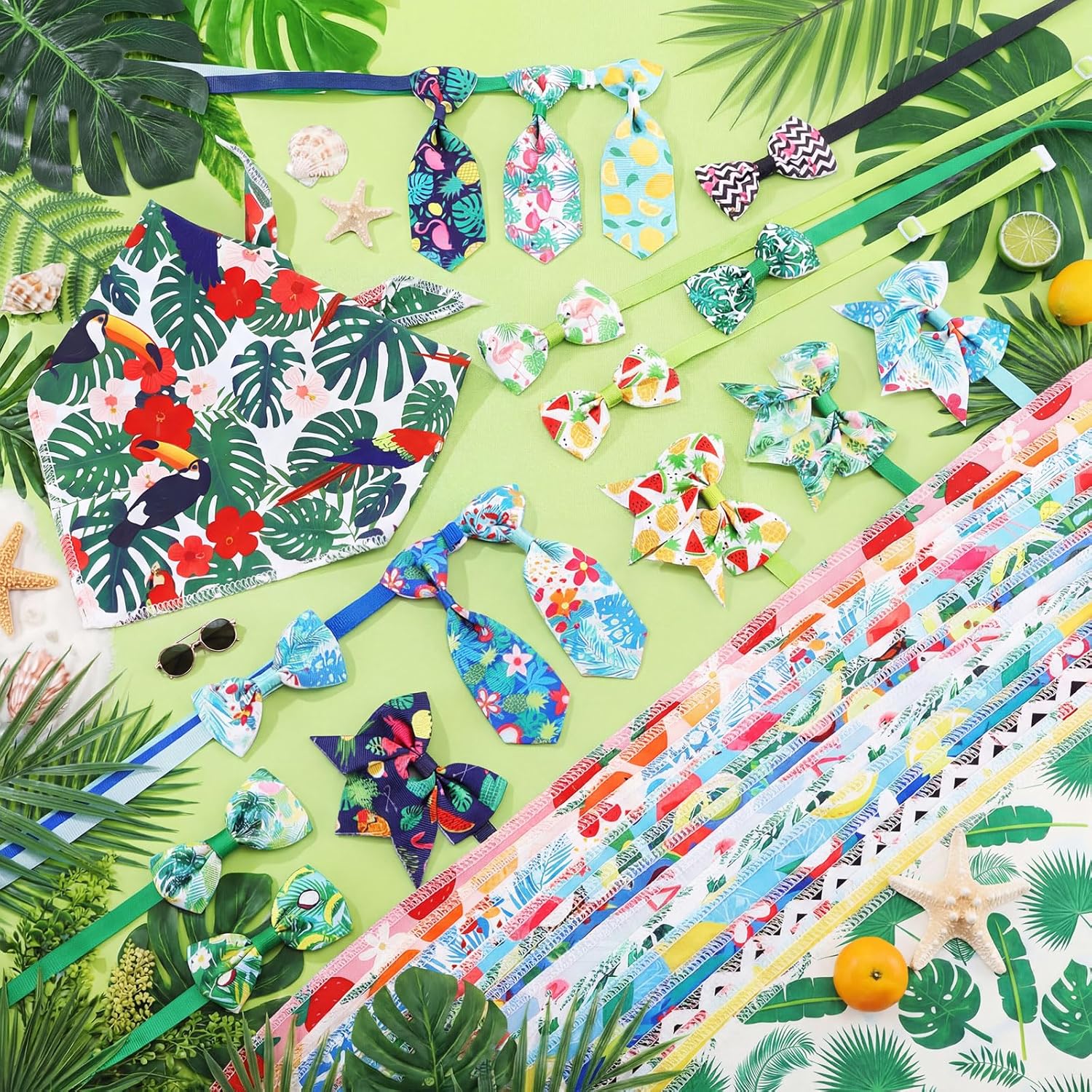 Reginary 120 Pcs Dog Bandanas for Summer Bulk Dog Bows Set Bow Ties Cat Scarf Colorful Washable Triangle Pet Kerchief Cute Bib for Summer Small Medium Large Pets Grooming Accessories Costume