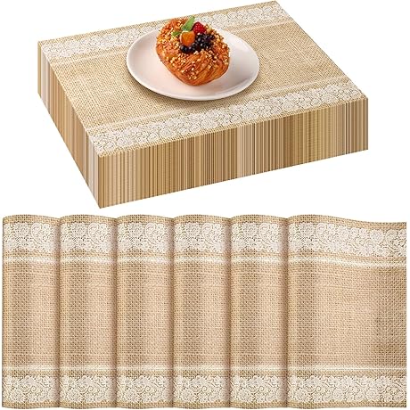 100-Piece Burlap-Print Disposable Paper Placemats