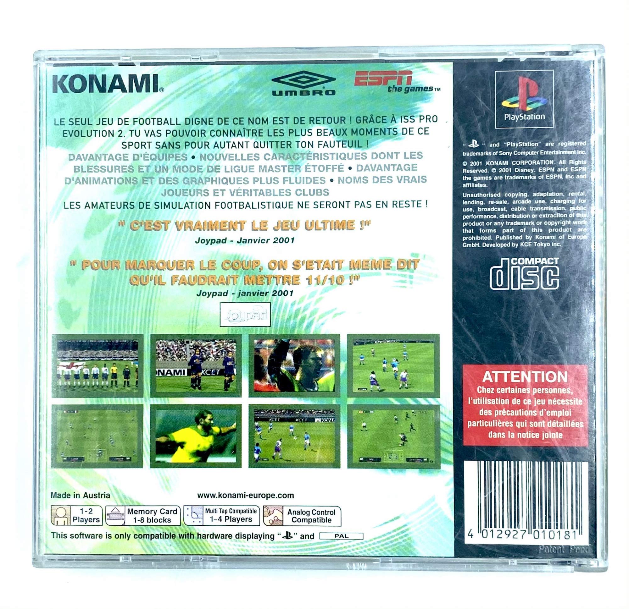 ISS Pro Evolution 2 [CD-ROM] [PlayStation] [Importado de Francia]